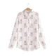 White Long-Sleeve Shirt with Minimalist Bunny Print