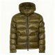 Men’s Olive Green Camouflage Shiny Puffer Jacket with Sleeve Patch