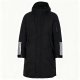 Men's Black Long Coat with White Stripe Sleeve Print