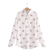White Long-Sleeve Shirt with Black Heart Print